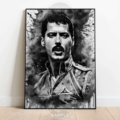 freddie mercury wall art, queen band print, pop art legend, bw
