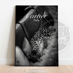 cartier wall art, luxury fashion print, leopard artwork