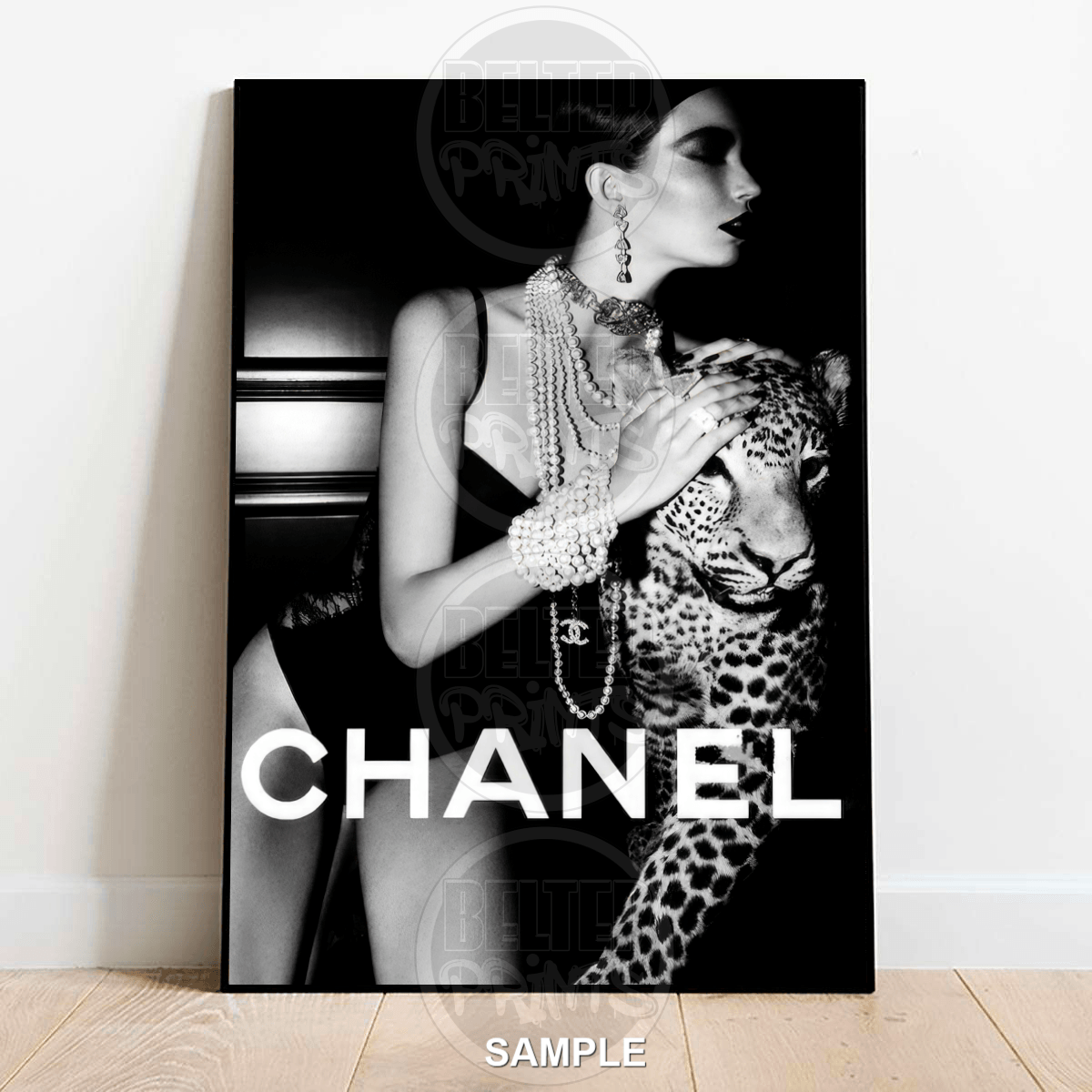chanel fashion wall art, black white fashion poster, glam fashion decor