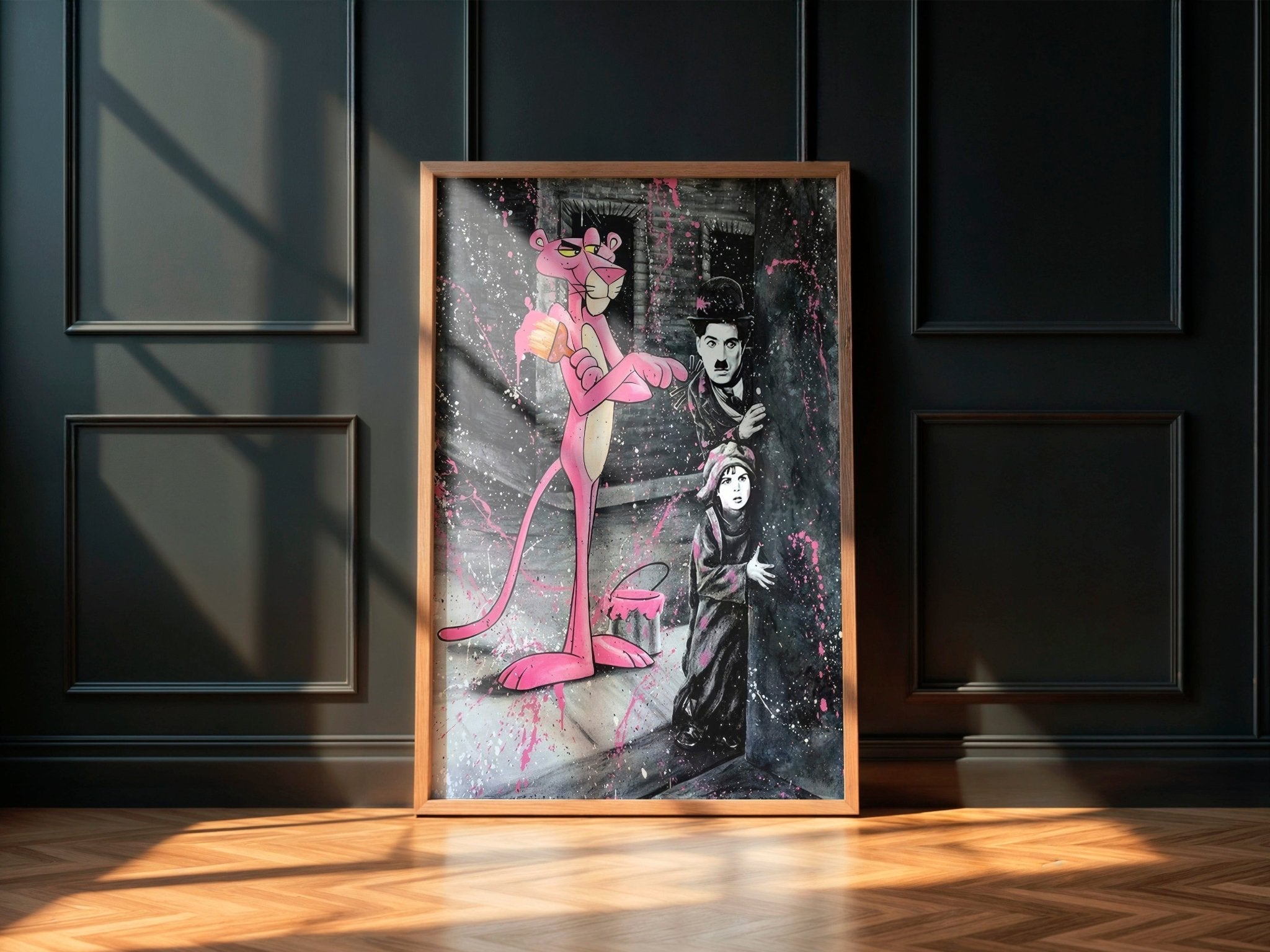 Charlie Chaplin Graffiti | Pink Panther Urban Art Print - Print