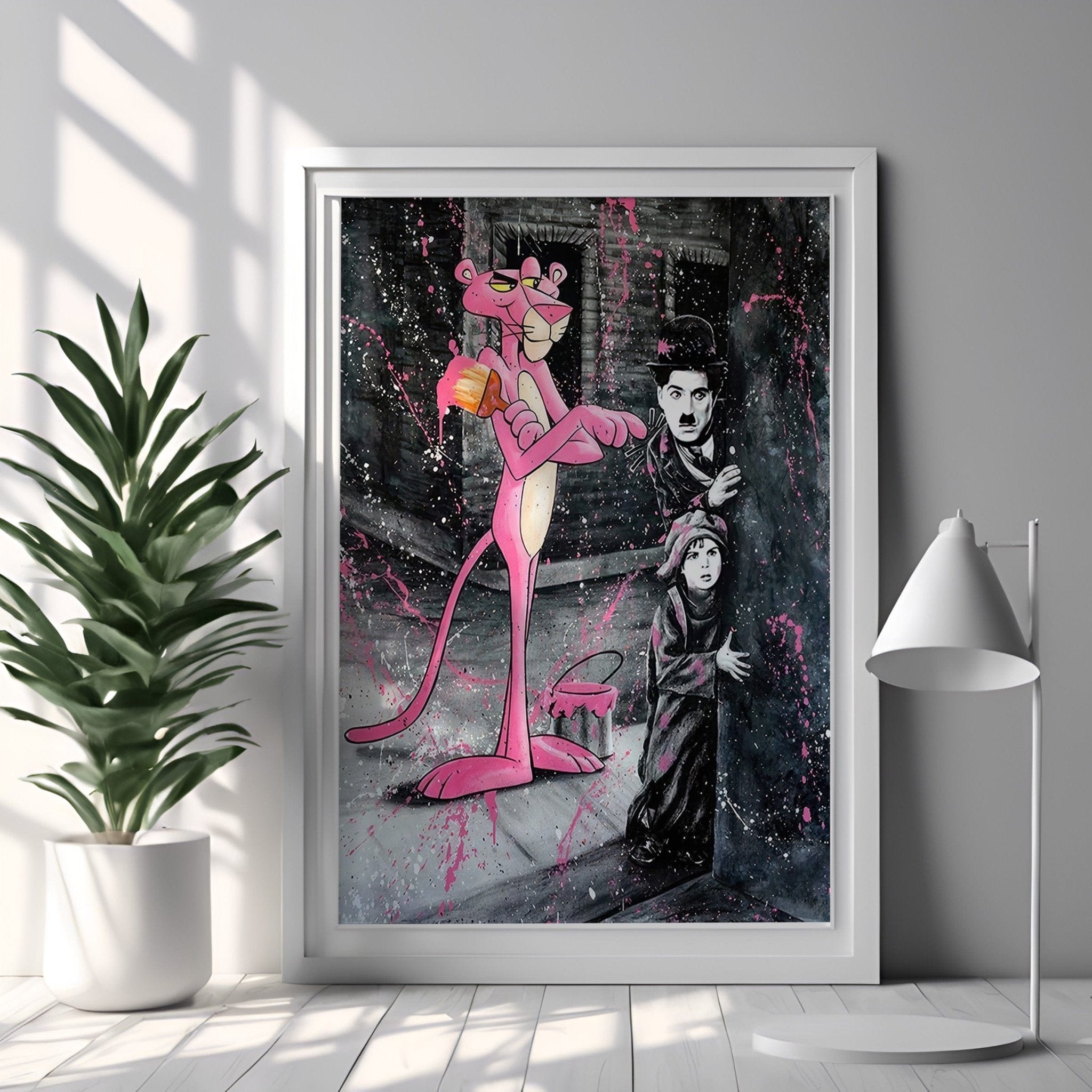 Charlie Chaplin Graffiti | Pink Panther Urban Art Print - Print