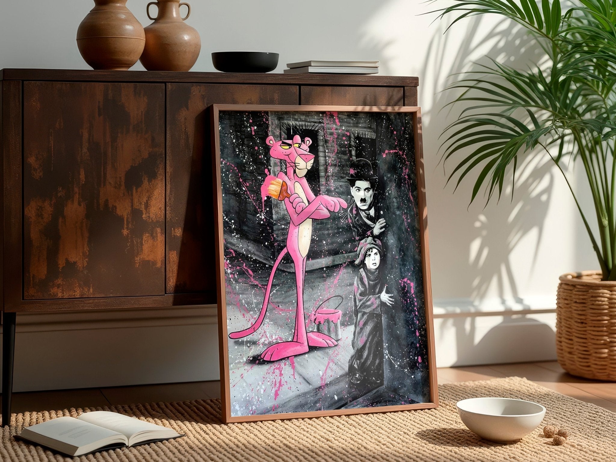 Charlie Chaplin Graffiti | Pink Panther Urban Art Print - Print