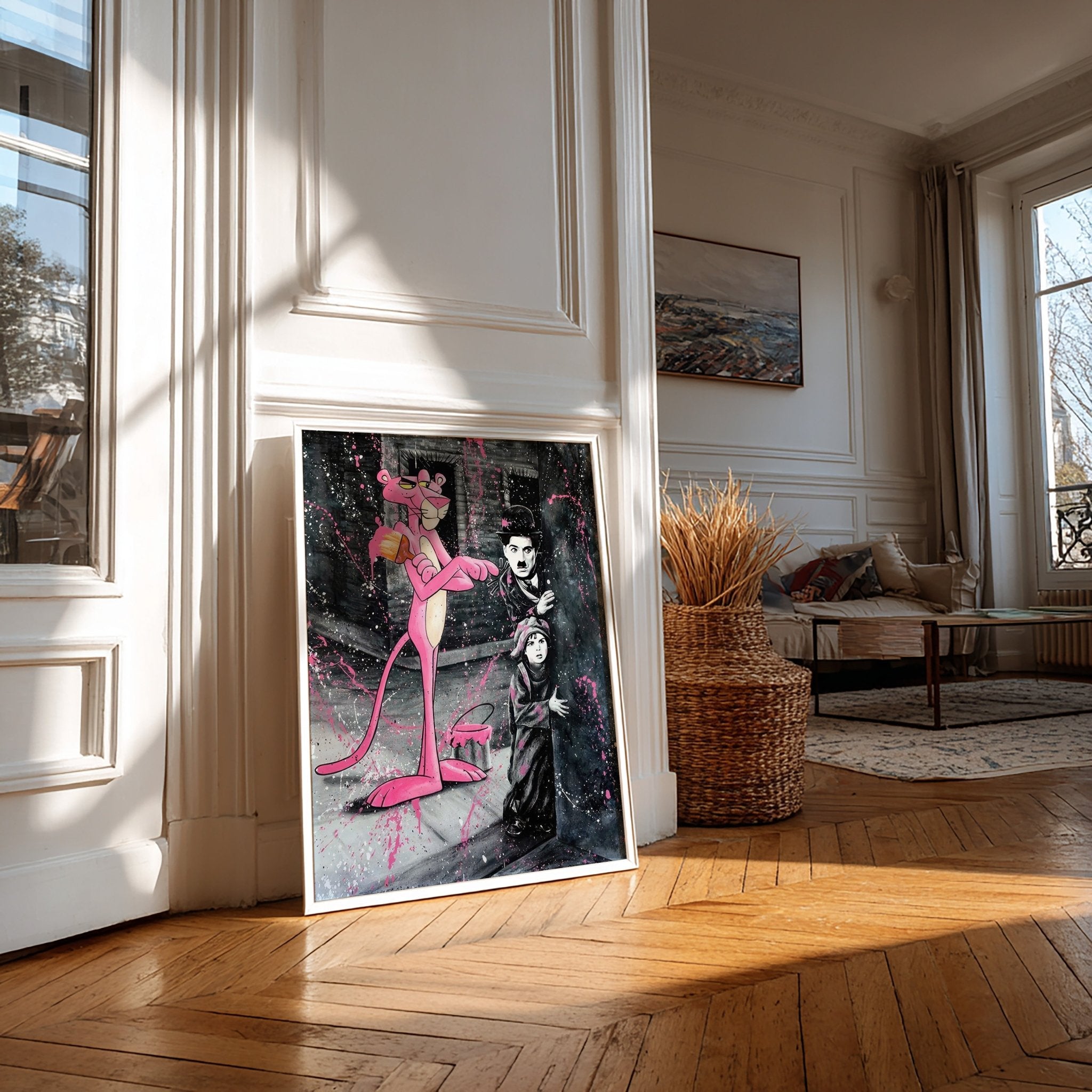 Charlie Chaplin Graffiti | Pink Panther Urban Art Print - Print