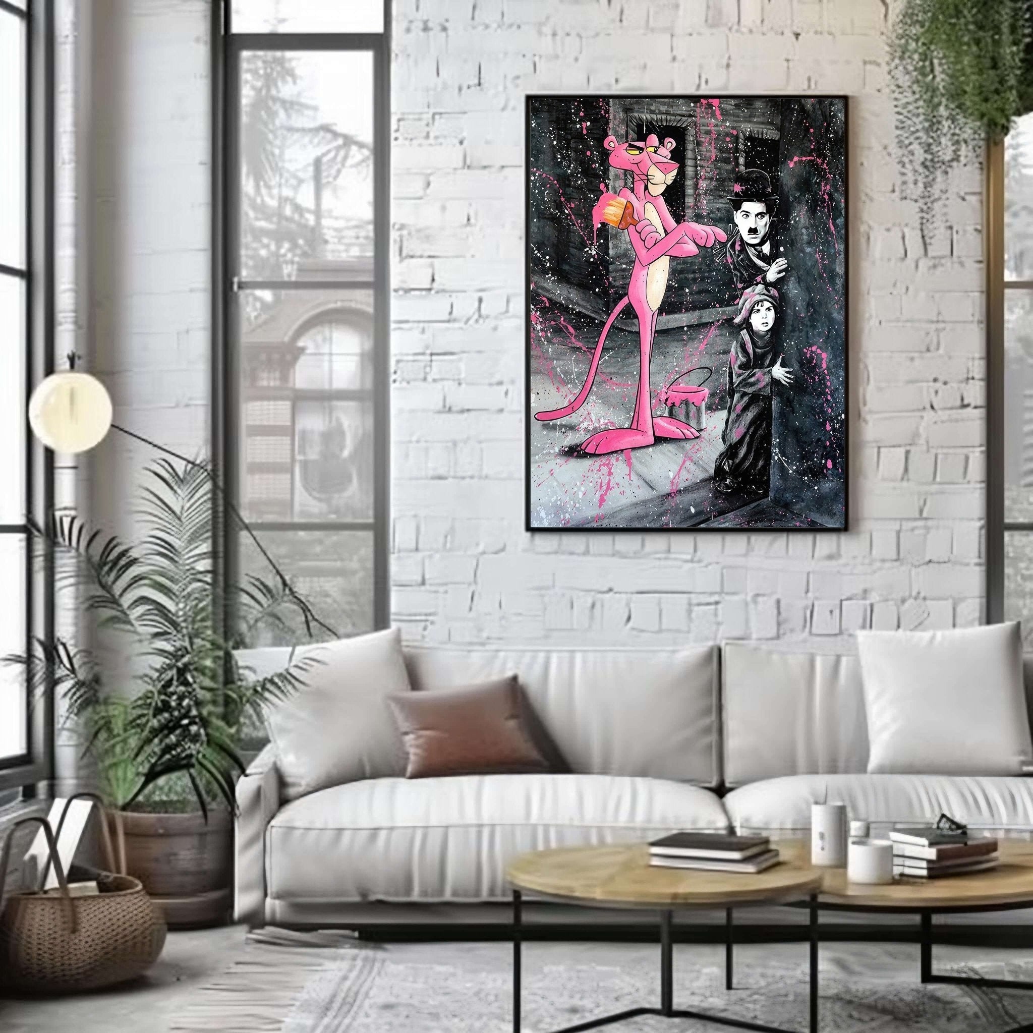 Charlie Chaplin Graffiti | Pink Panther Urban Art Print - Print