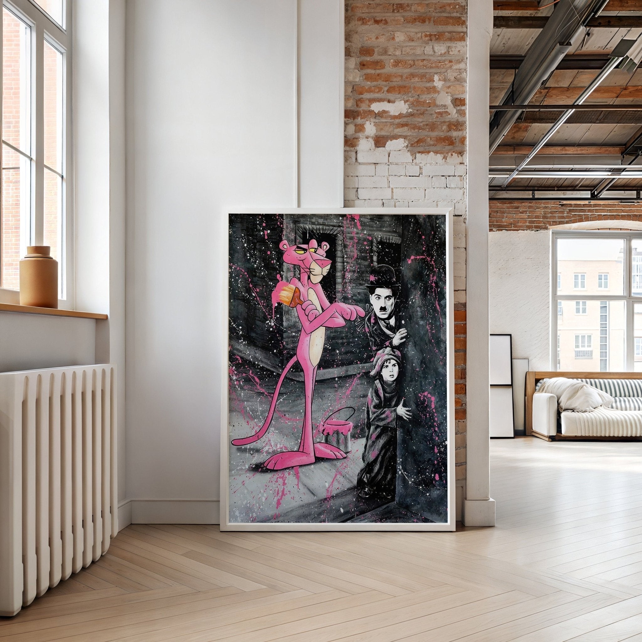 Charlie Chaplin Graffiti | Pink Panther Urban Art Print - Print