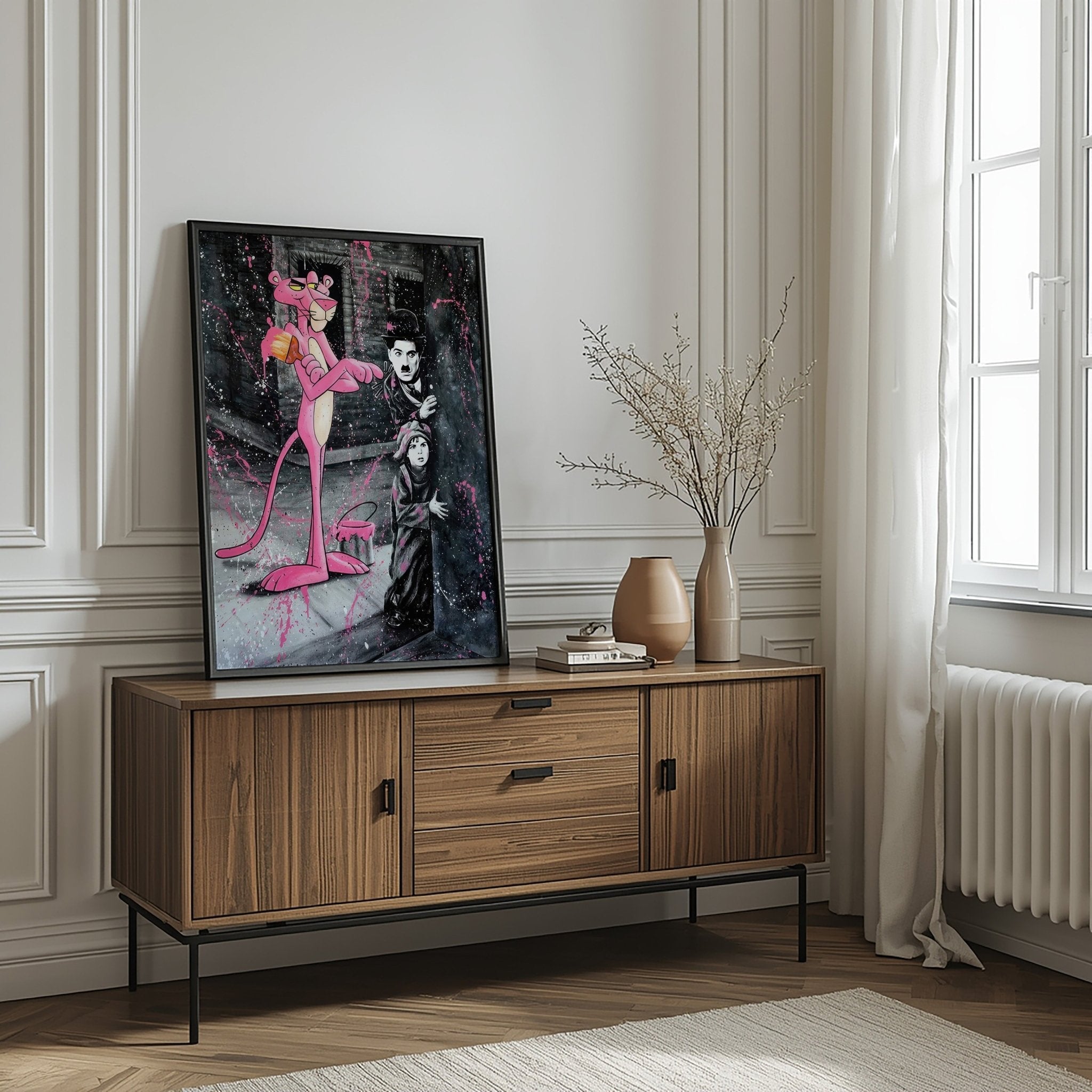 Charlie Chaplin Graffiti | Pink Panther Urban Art Print - Print