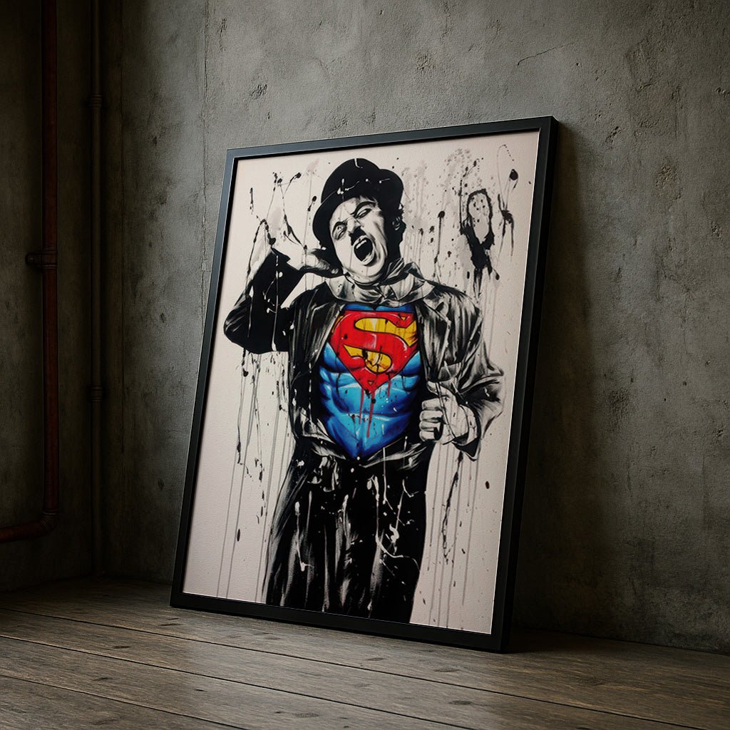 Charlie Chaplin Superman | Bold Modern Street Hero Wall Art