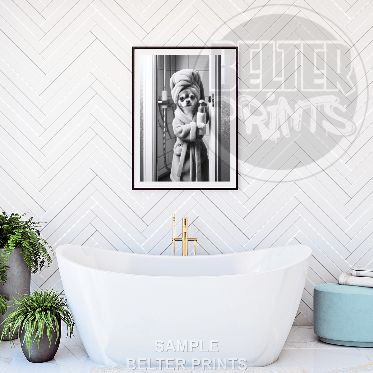chihuahua-in-dressing-gown-wall-art-print-funny