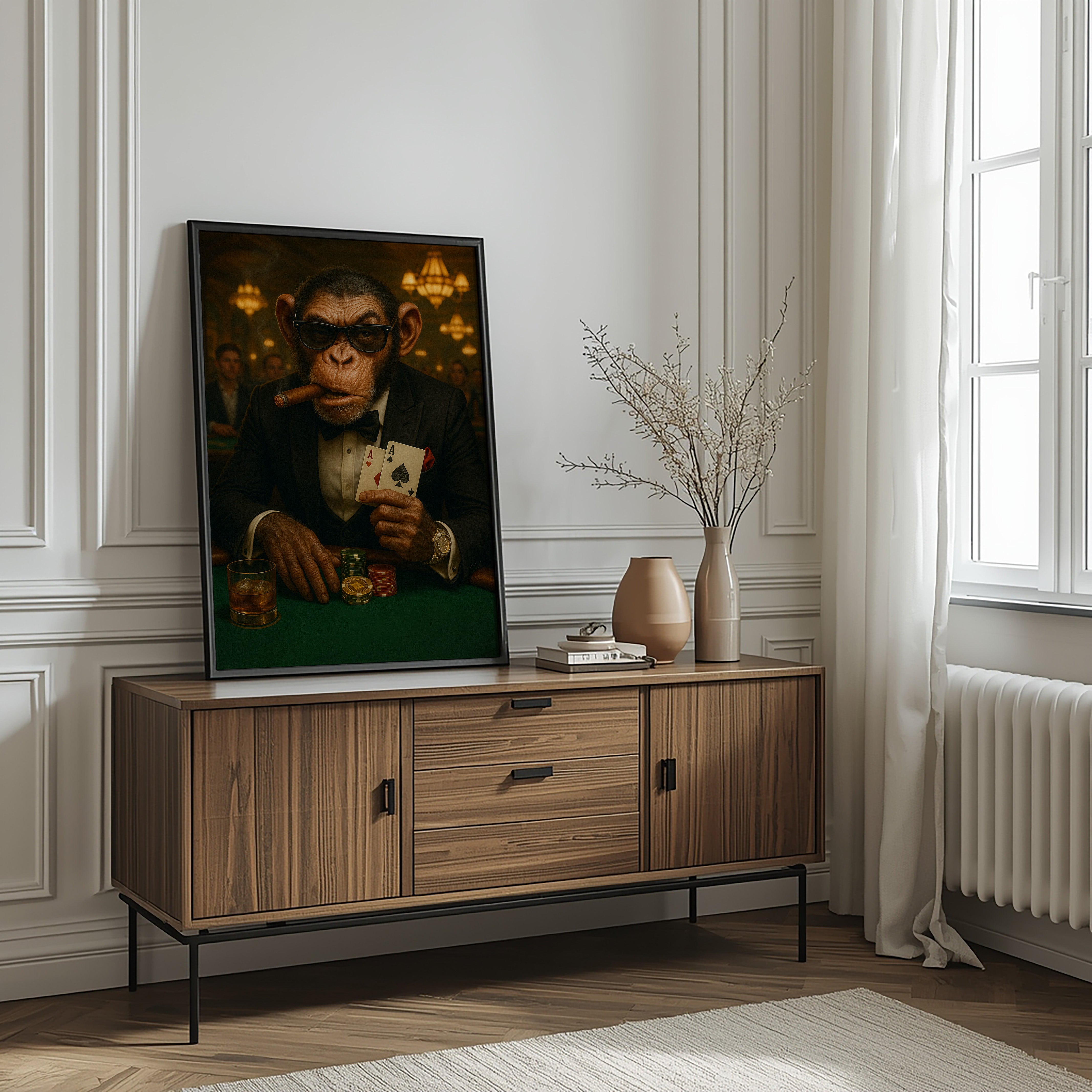 High Rolling Chimp | High Stakes Casino Wall Art Print