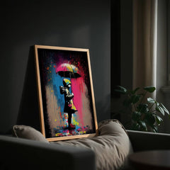 colour-rain-neon-dripping-umbrella-street-art-poster-framed