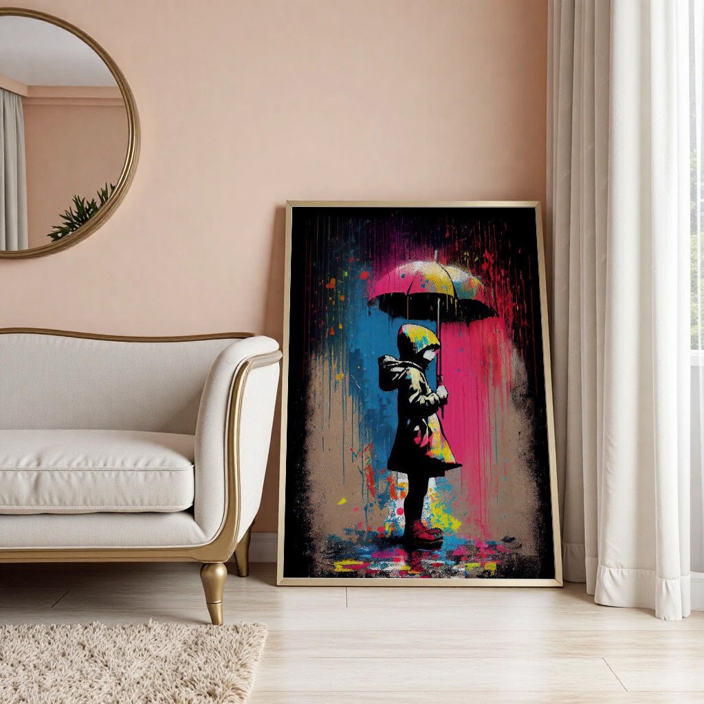 urban-banksy-inspired-colour-rain-girl-umbrella-wall-art