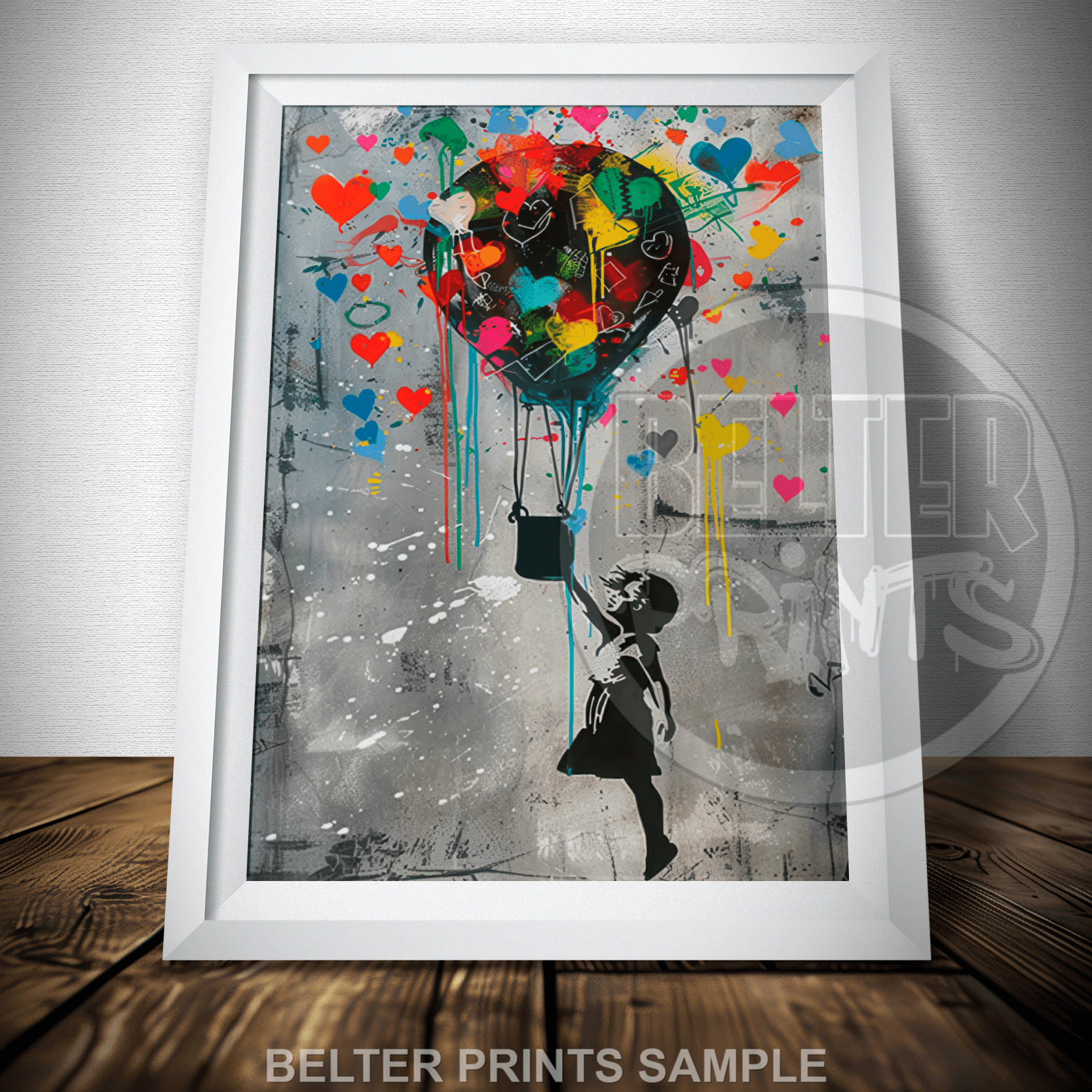 colourful graffiti banksy wall art print