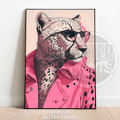 Cool Cheetah Wall Art Print – Cheetah in Pink Jacket