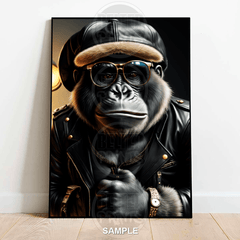 cool-monkey-sunglasses-leather-jacket-flat-cap-wall-art-print