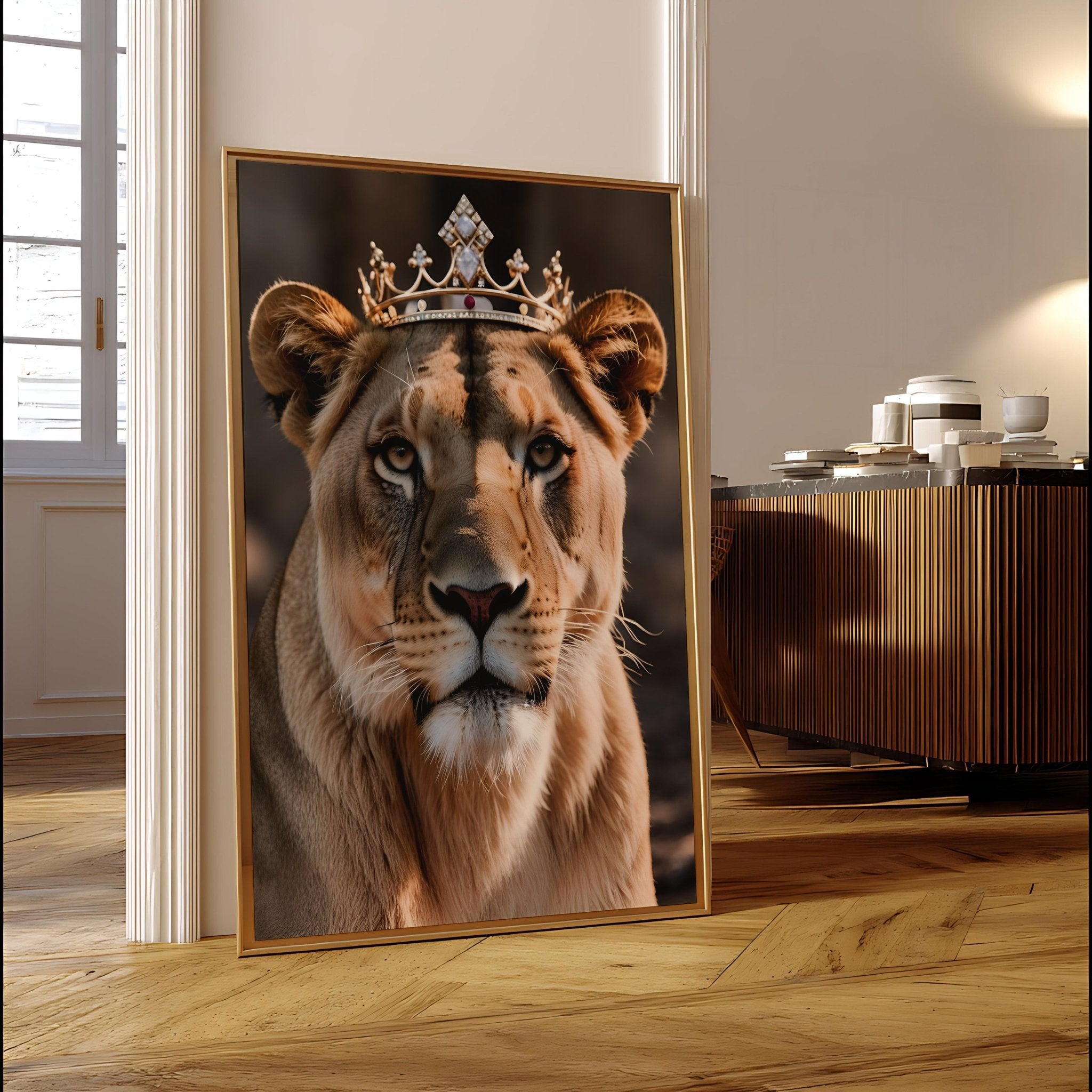 Crowned Lioness | Royal Wildlife Wall Art Print - Print