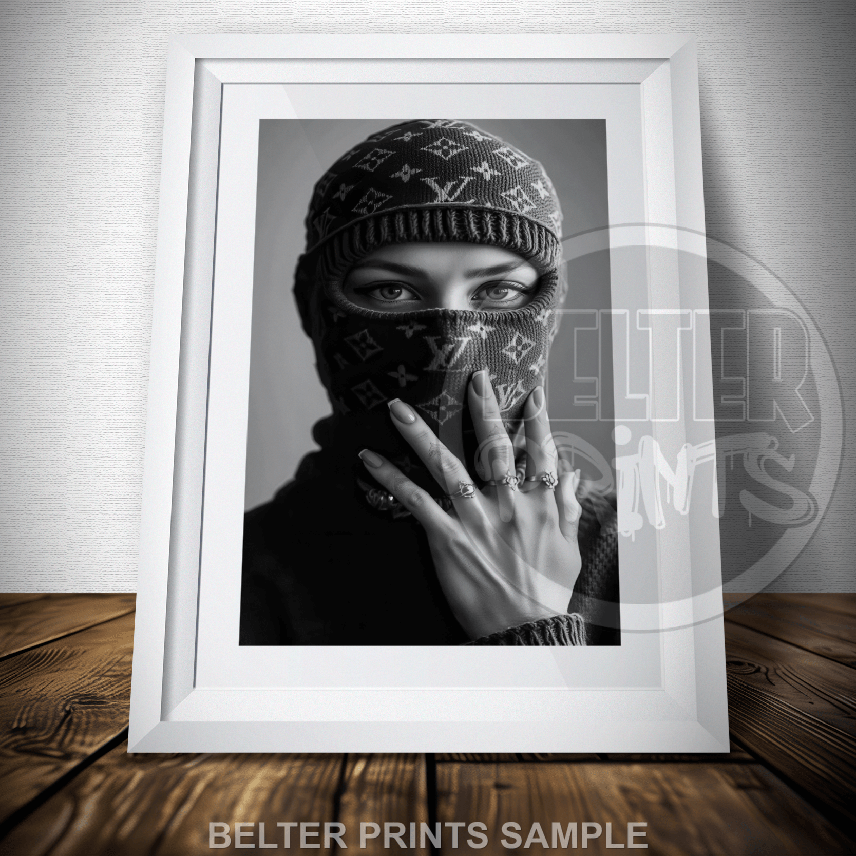 decorlouis-vuitton-balaclava-woman-black-white-wall-art-print
