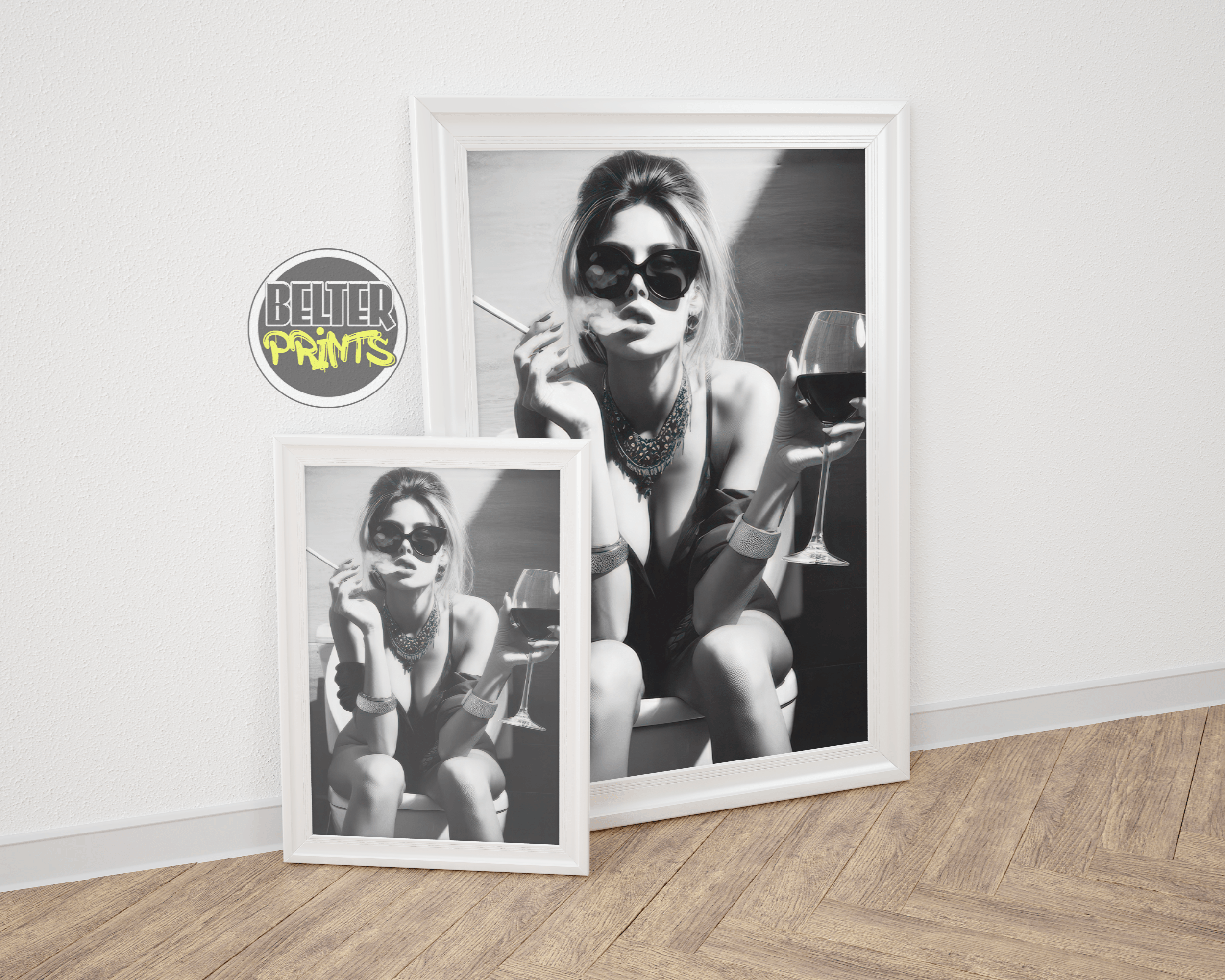 serenity-woman-wine-smoking-black-white-wall-art-print-decor