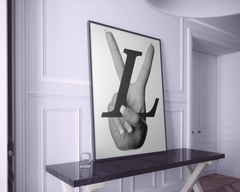 designer inspired artwork, bold fashion wall art, lv peace sign print