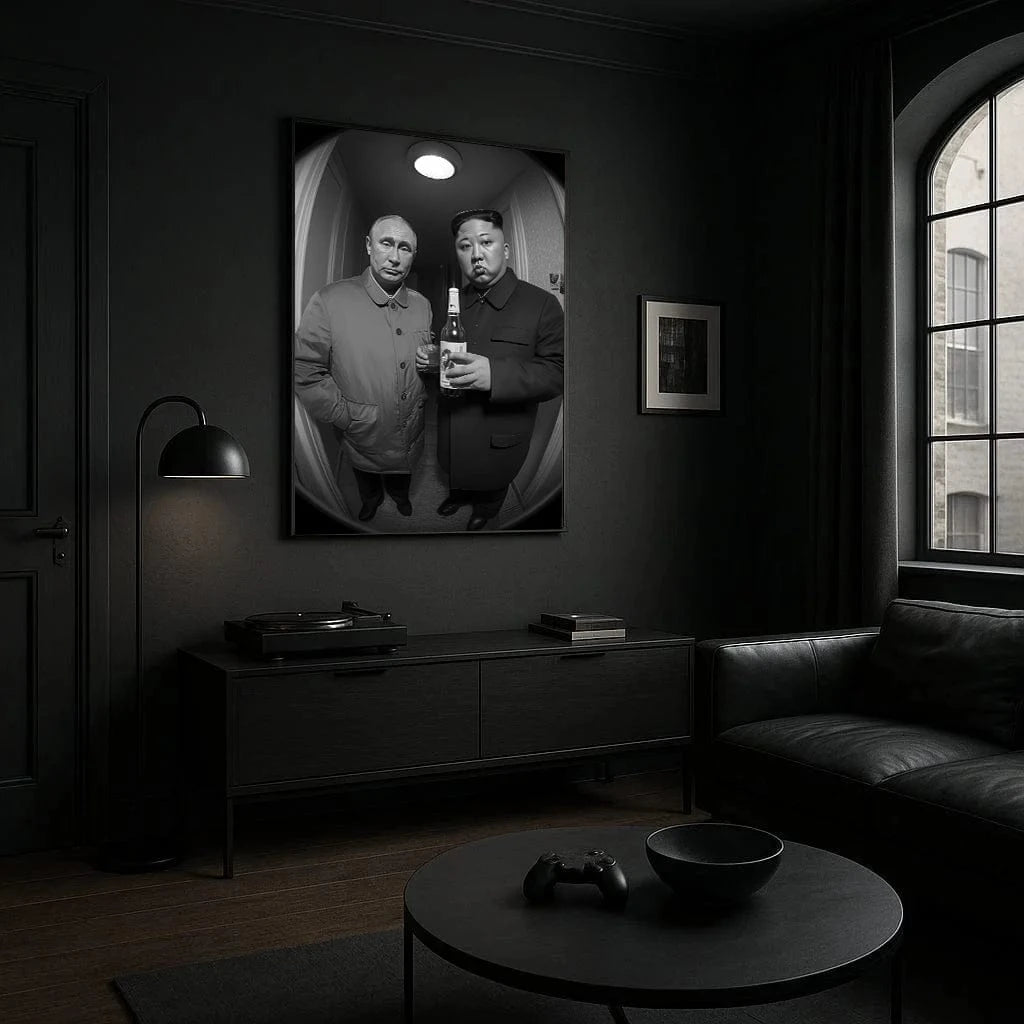 Putin & Kim Jong Un | Doorbell Cam Wall Art Print