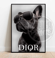 dior bulldog wall art cool luxury dog poster