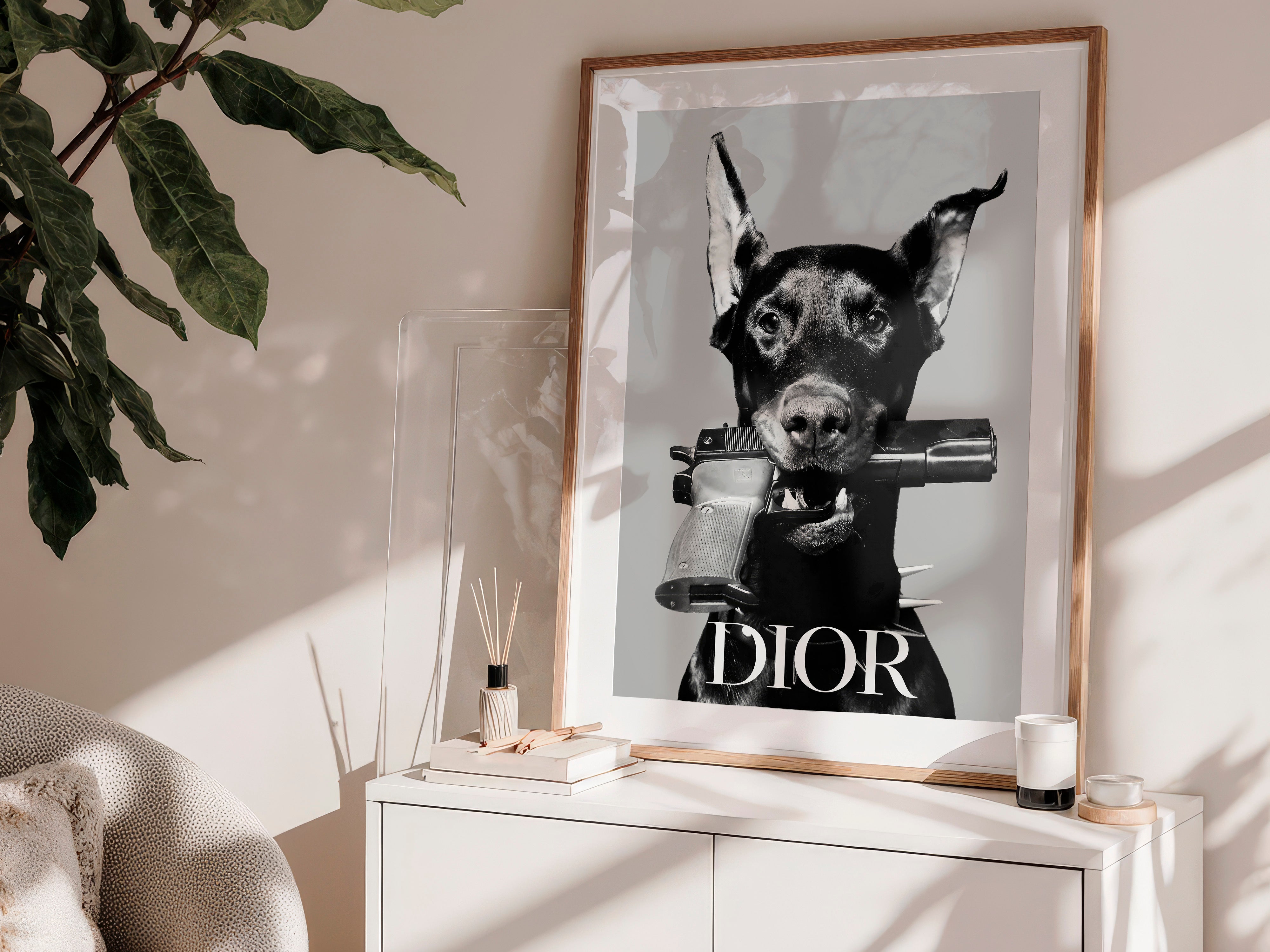 Dior Inspired Wall Art | Fierce Doberman Fashion Print
