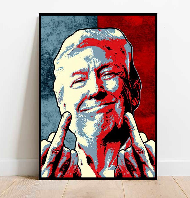 Double Down | Trump Middle Finger Pop Art Wall Print - Print