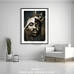 east west coast art, notorious big tupac decor, music icon portrait