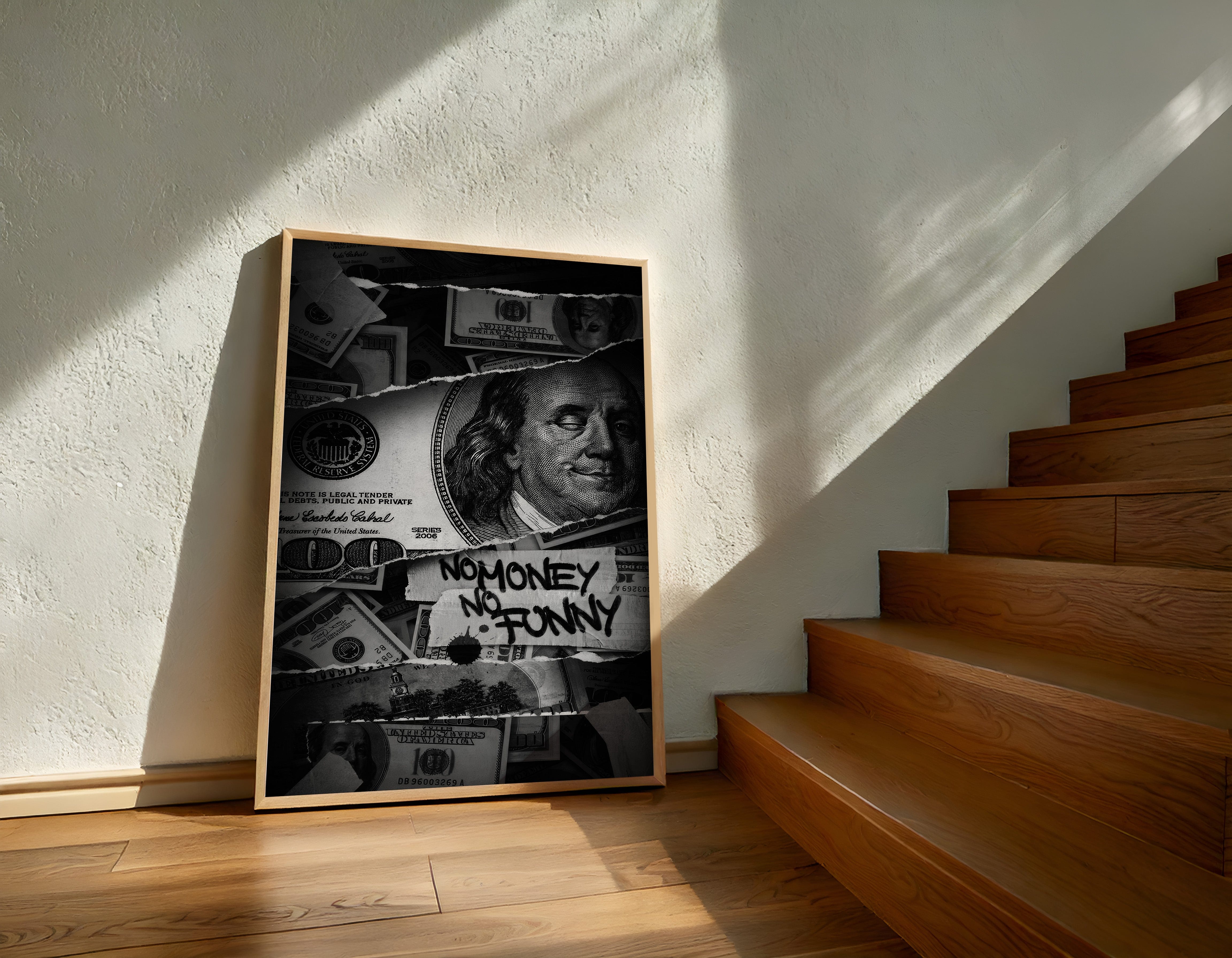 No Money No Funny | Graffiti Dollar Wall Art Print
