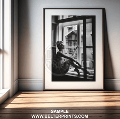 elegance-in-reflection-woman-window-sill-wall-art-print-decor