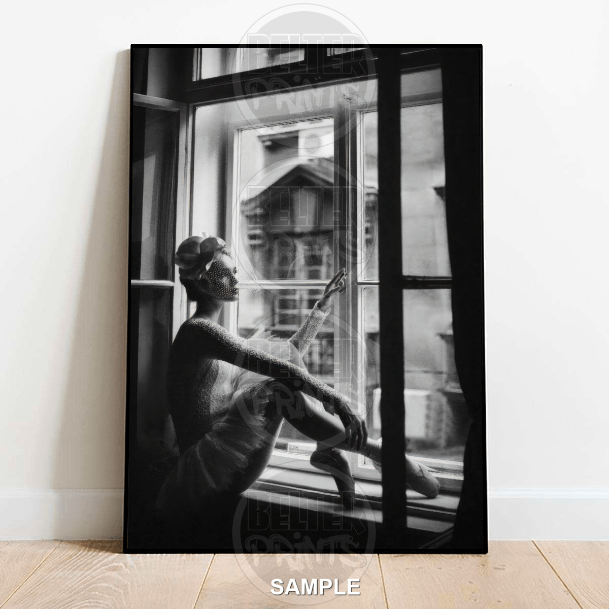 elegance-in-reflection-woman-window-sill-wall-art-print