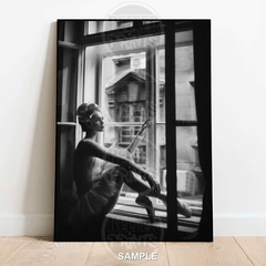 elegance-in-reflection-woman-window-sill-wall-art-print