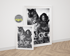 fashion tiger artwork bold black and white fashion print,