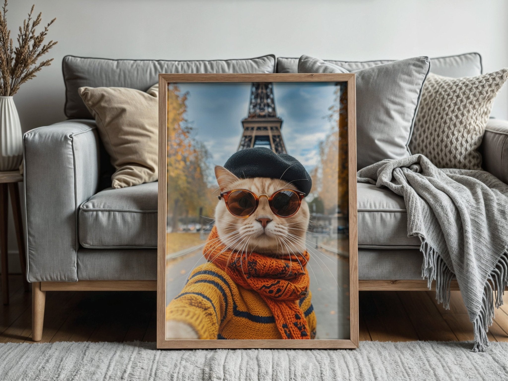 cool-cat-wall-decor-animal-art-in-beret