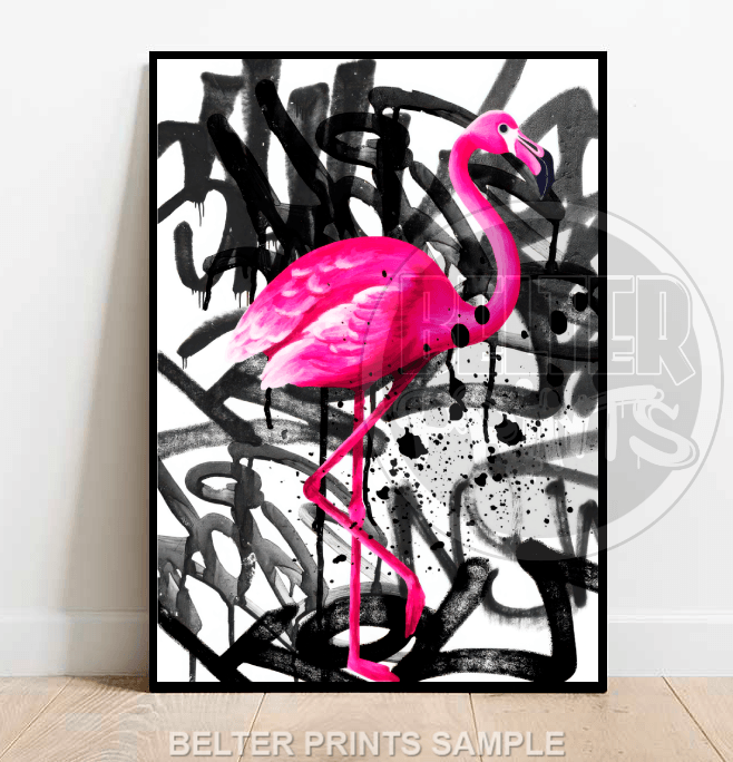 flamingo-drip-graffiti-wall-art-print
