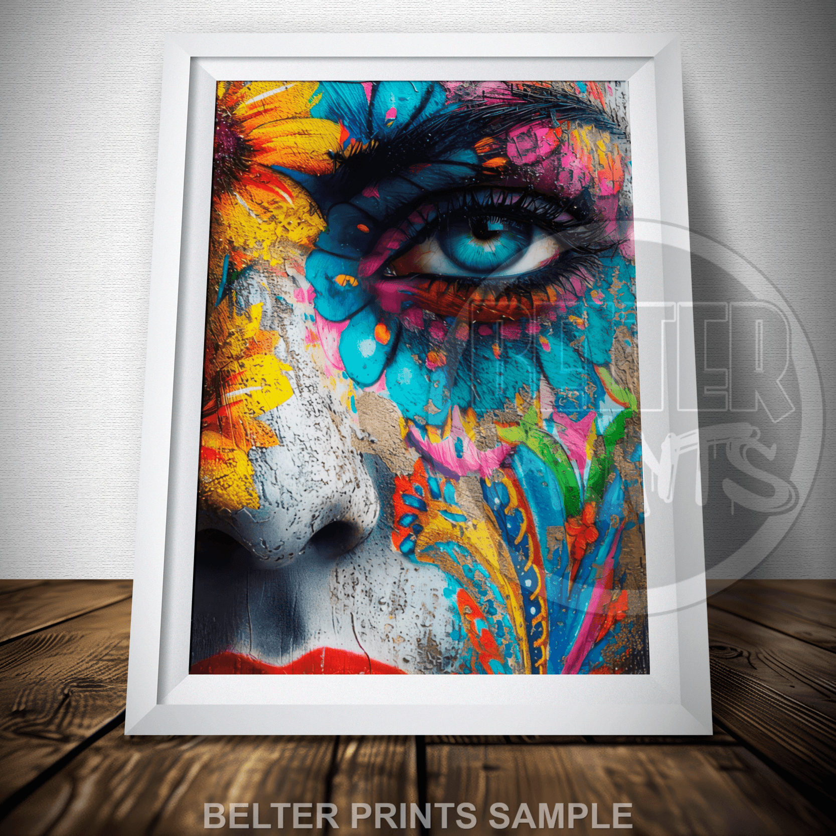 floral graffiti wall art colourful