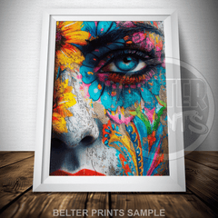 floral graffiti wall art colourful