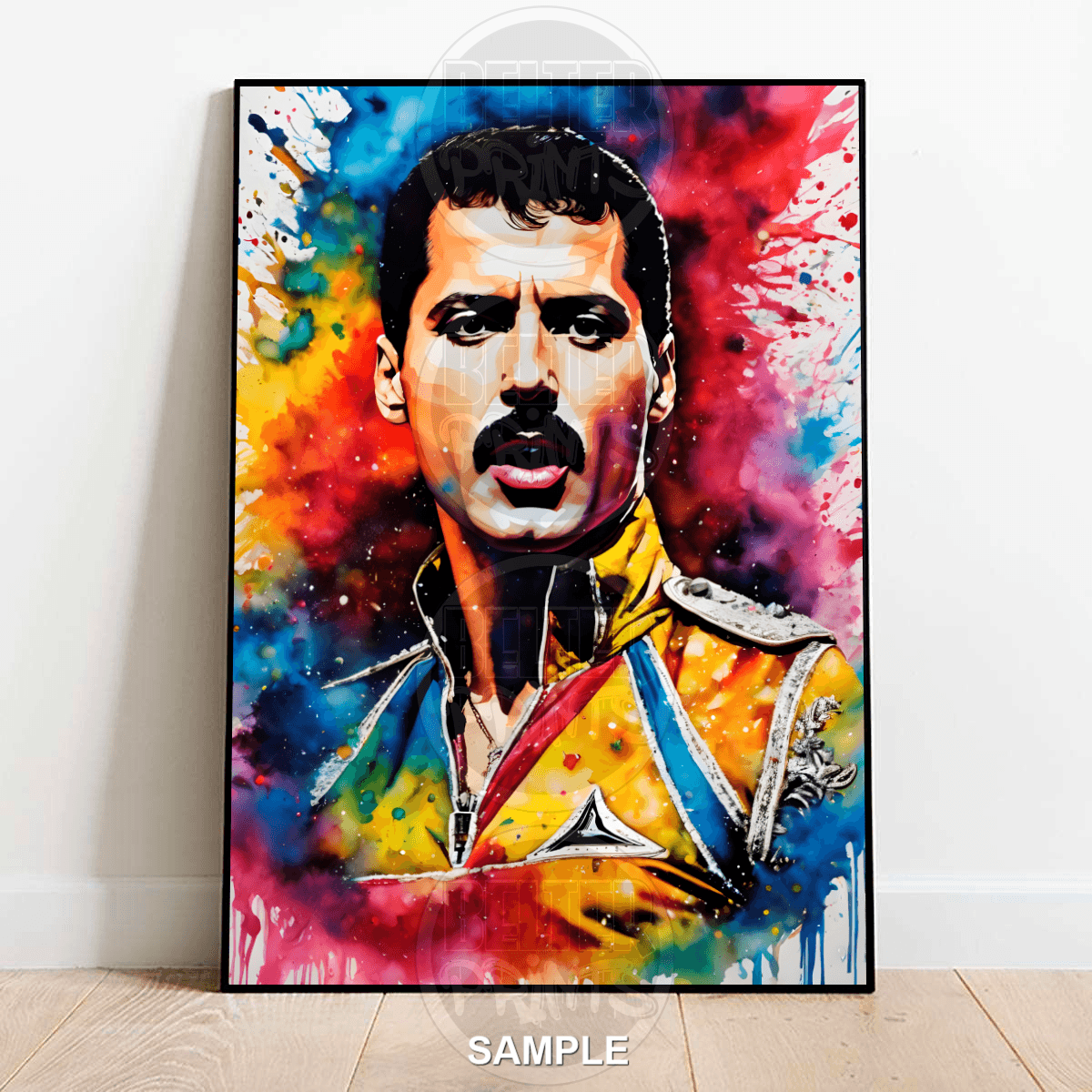 freddie mercury wall art, queen band print, pop art legend,