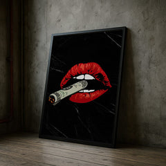 Glam Dollar | Red Lips Smoking Dollar Wall Art Print - Print