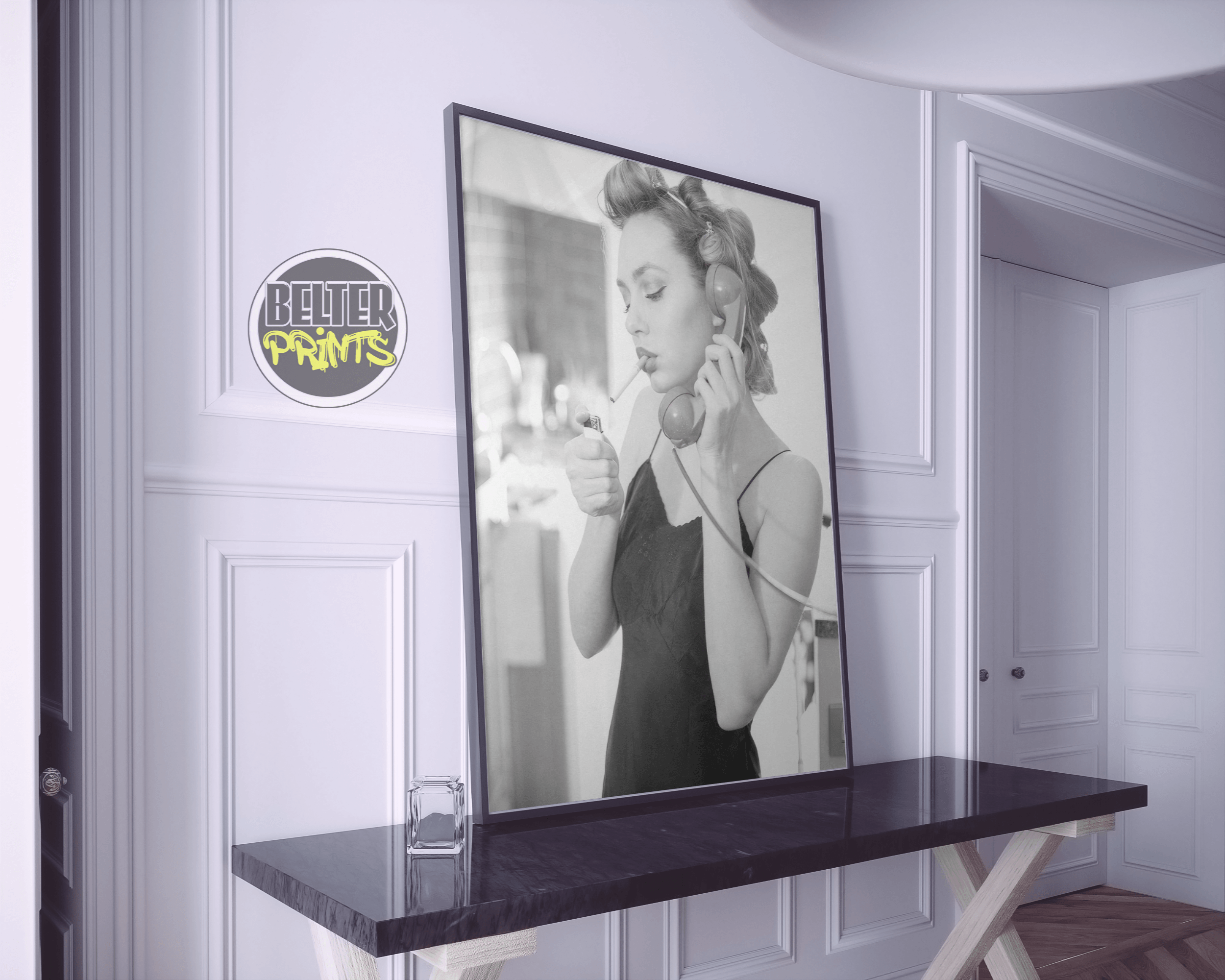 glamour-line-vintage-phone-pampering-woman-wall-art-print-poster