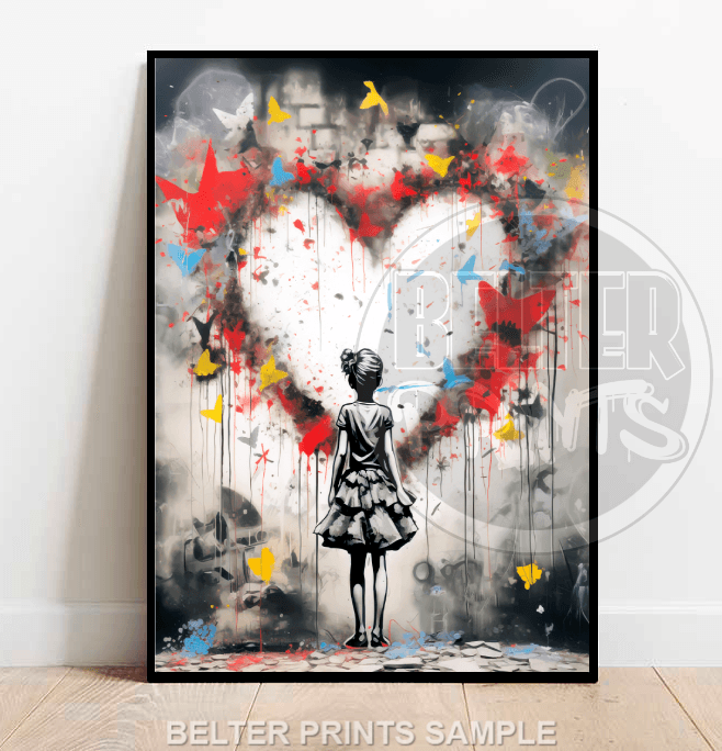 graffiti heart wall art