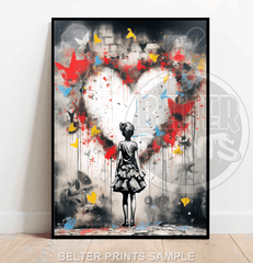 graffiti heart wall art