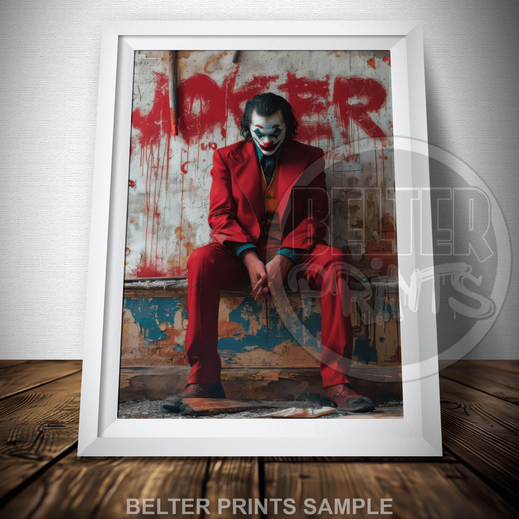 gritty joker movie scene decor with clown makeup