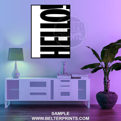 HELLO | Black and White Bold Typography Print - Print