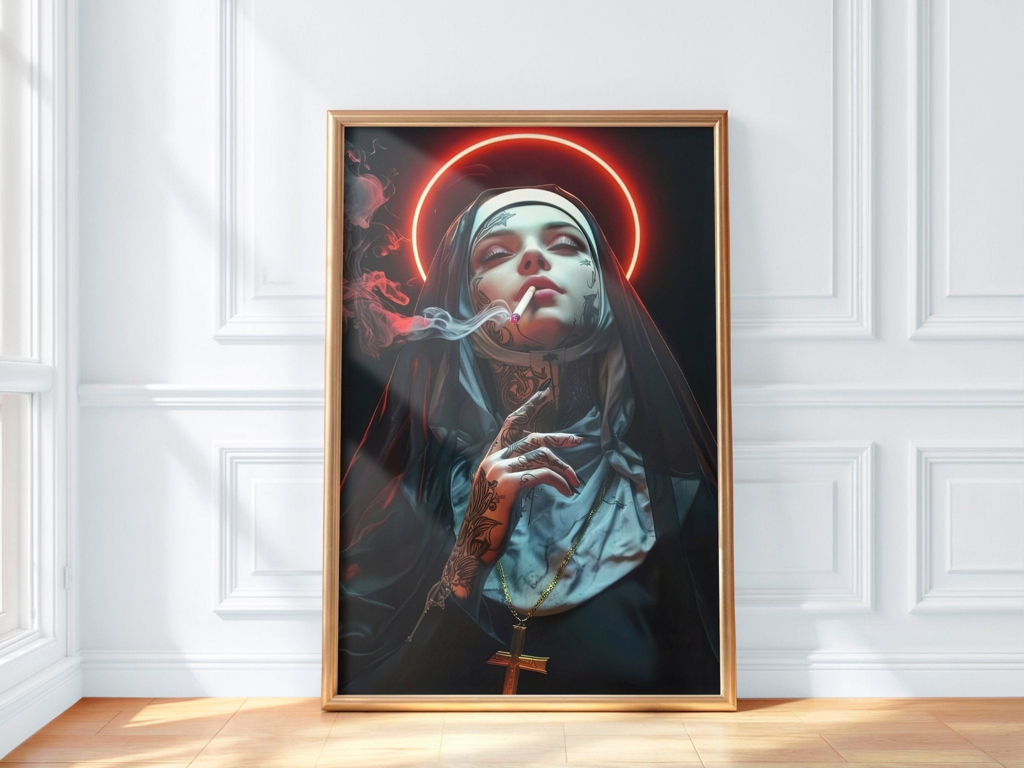 Holy Smoke | Tattooed Nun Rebellion Art Print - Print