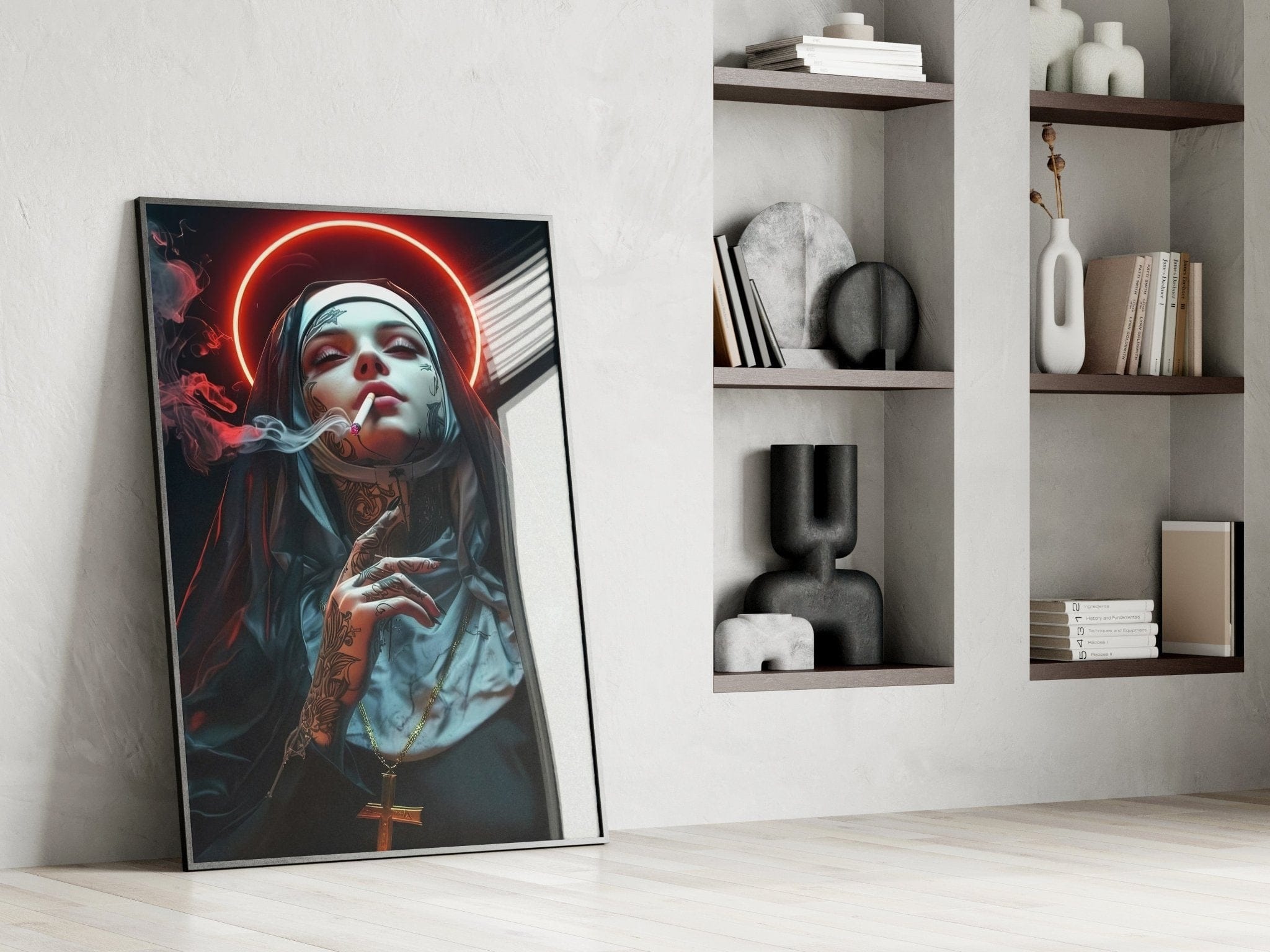 Sinful saint–style nun portrait for modern alternative décor