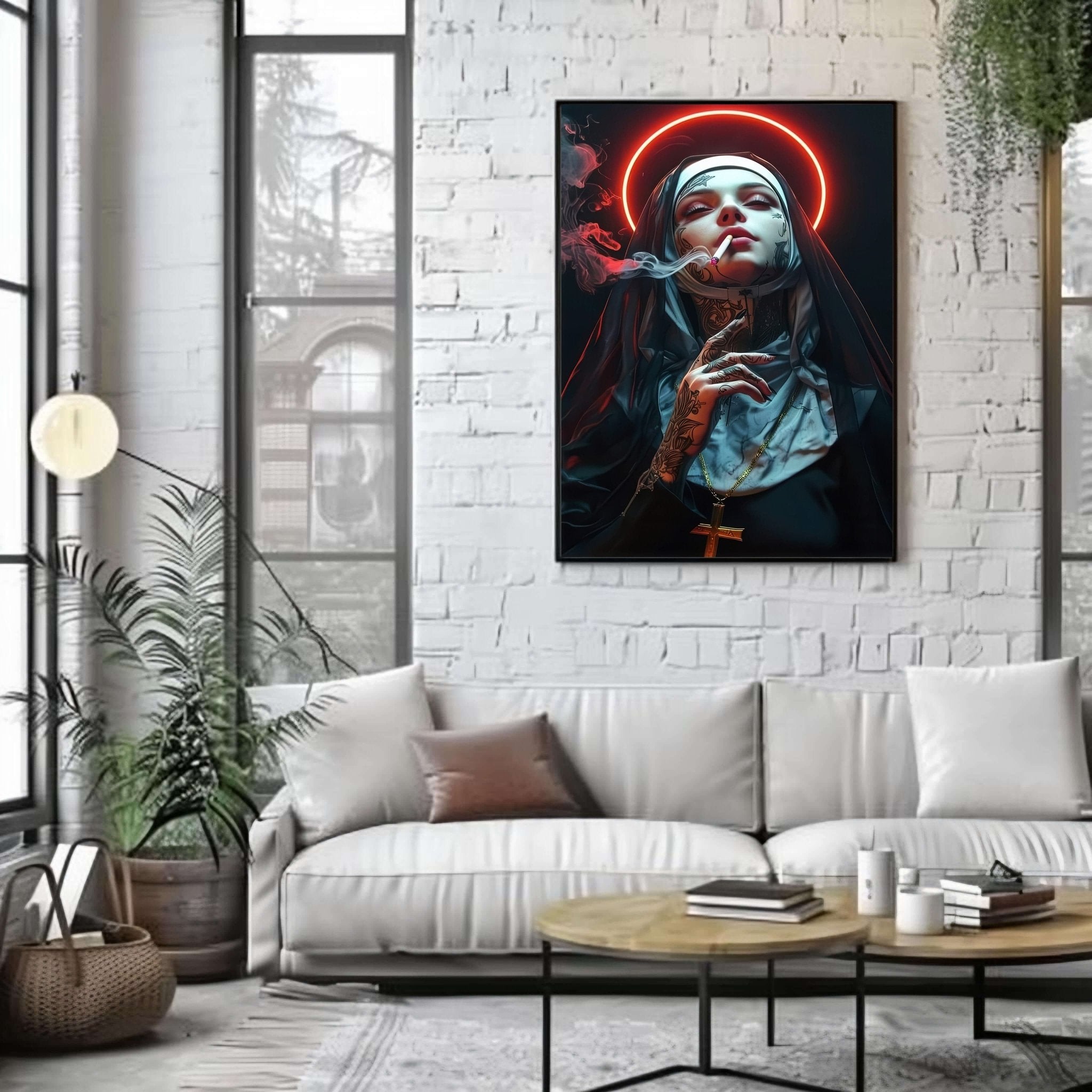 Holy Smoke | Tattooed Nun Rebellion Art Print - Print