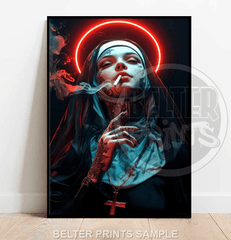 Holy Smoke | Tattooed Nun Rebellion Art Print - Print