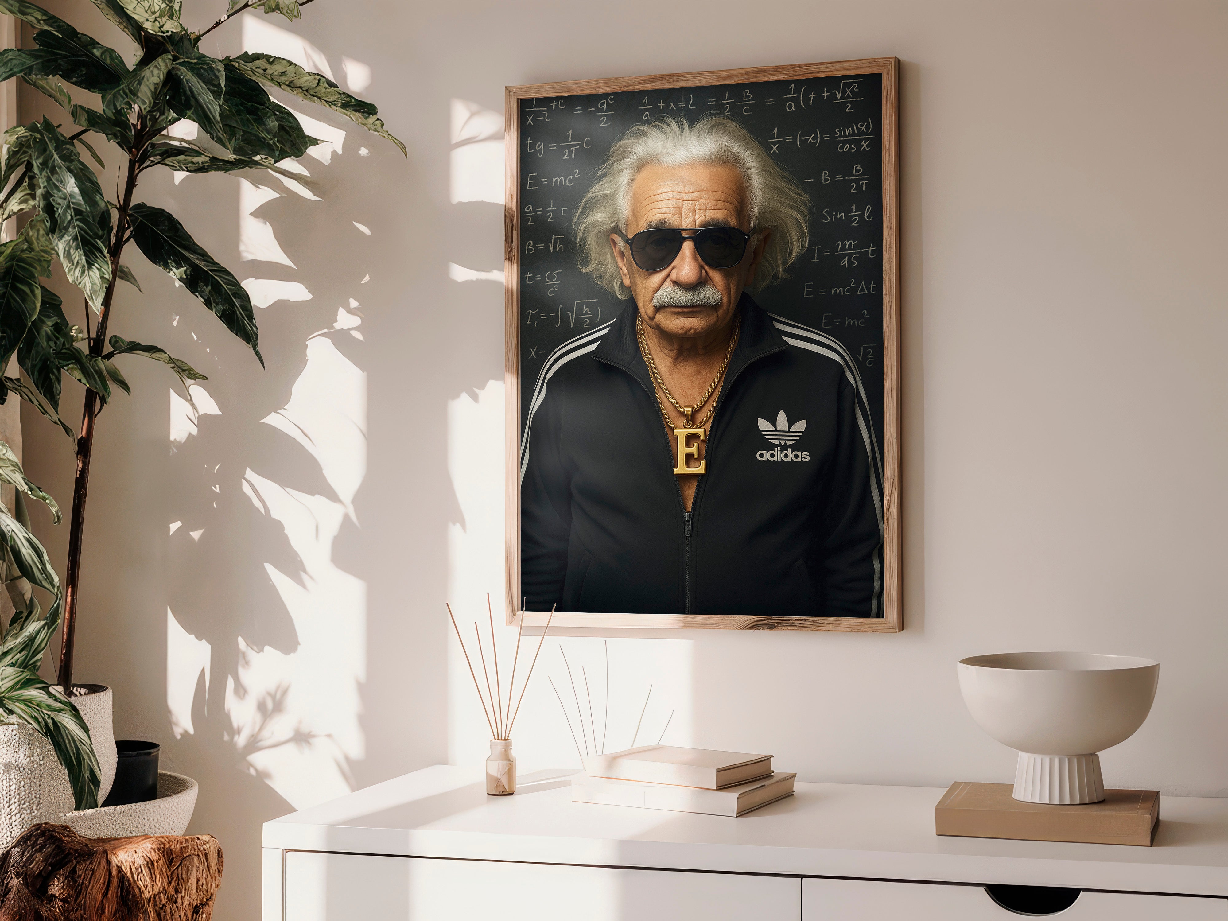 Einstein Street Genuis | Funny Urban Scientist Wall Art Print