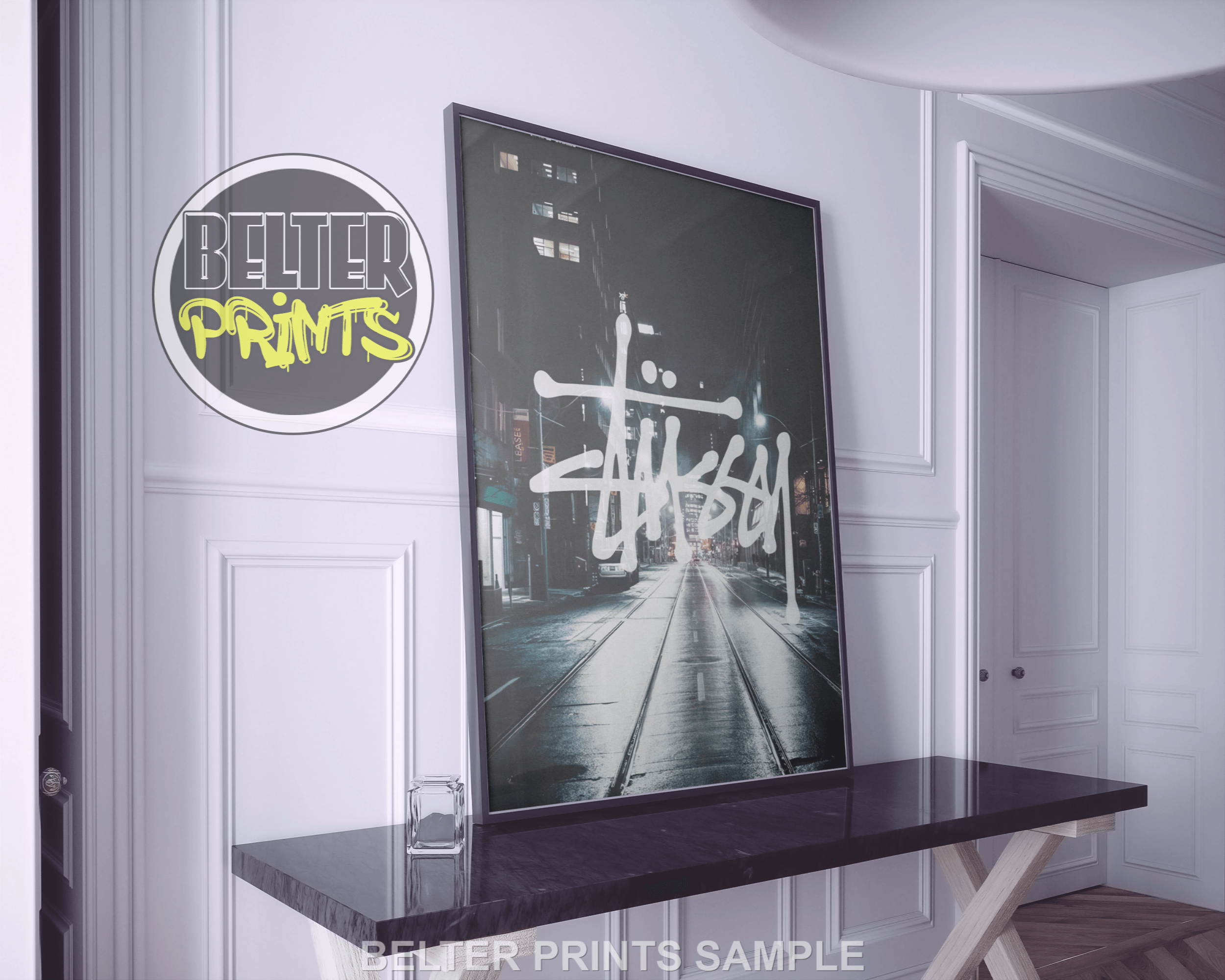 iconic stussy logo wall art nature and streetwear fusion decor