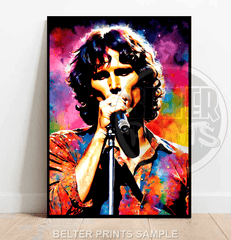 jim morrison wall art, the doors psychedelic print, vivid rock icon artwork,